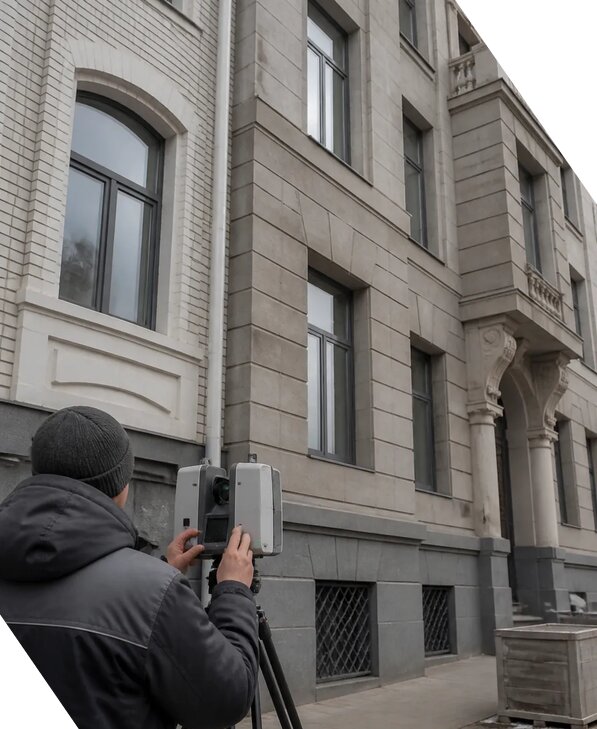 Лазерное сканирование фасадов зданий для обследования в Кыштыме